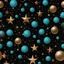 Placeholder: Fata fantastica mondo virtuale cosmico BACKGROUND doré, étoiles brillantes, sphères turquoises,