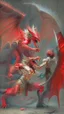 Placeholder: red dragon fighting an angel