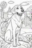 Placeholder: coloring book page of a dog