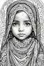 Placeholder: An abstract and expressive interpretation of a palestinian little girl features for coloring book