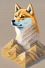 Placeholder: pioneer shiba inu close face matrix isometric hills with doge coin symbol