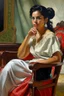 Placeholder: cuban woman painting sitting in chair neoclassism young