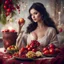 Placeholder: yalda night ,add hafez book, and winter fruits and dishes ,beautiful sexy girl. with bekiny sexy