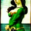 Placeholder: portrait of a beautiful busty wonder woman with green eyes by Sandro Botticelli style