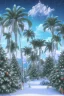 Placeholder: 1980's vaporwave aesthetic palm trees in Christmas winter