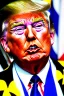 Placeholder: Donald Trump with his face painted like Skeletor. Photorealistic, color