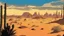 Placeholder: desert city far in the background comic style