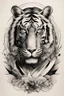Placeholder: Create a captivating modern 2d ink tattoo design for print , prestigious Divine Tiger using the elegant influences of japan art style, for print, dynamic elements from fashion and design, and bold Japanese contemporary art aesthetics, framing centered in the center, distanced from the edges of the paper perimeter, perfect anatomy, bauhaus, Divine Proportion,
