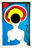 Placeholder: nothinghead; outline of a person with a black hole for a brain surrounded by a Matisse-inspired Palette