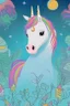 Placeholder: kids illustration, an unicorn image, cartoon style, thick line, low details, vivid color