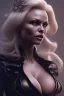 Placeholder: Pamela Anderson as evil queen in black leather, leather, busty, cleavage, angry, stern look. character design by cory loftis, fenghua zhong, ryohei hase, ismail inceoglu and ruan jia. unreal engine 5, artistic lighting, highly detailed, photorealistic, fantasy