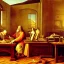 Placeholder: leonardo da vinci works in his study on a laptop at his desk. painting in photoshop. hyperdetailed, warm colors, movie poster, photoillustration, oil on canvas, lens flare