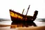 Placeholder: small fishing boat shipwreck on shore, wet ink paint, splash art, tint leak, absurd geometry, (weird:1.95), surreal, (crazy:2), (deconstruct:1.89), great verticals, great perpendiculars, bold warm rusty brown and drab and beige colors