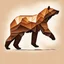 Placeholder: silhouette of a brown bear, letterpress style 2d lowpoly lookalike, minimalistic high contrast pencil art