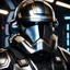 Placeholder: star wars bald male corellian pilot wearing pearlescent black and gunmetal grey First Order special forces heavy assault stealth commando armor and helmet with gold trim inside the jedi temple, hyperdetailed, dynamic lighting, hyperdetailed background, 8k resolution, volumetric lighting, light skin, fully symmetric details