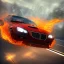 Placeholder: car with flames speeding on highway