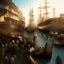 Placeholder: tropical crowded 18th century harbor digital art realistic