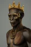 Placeholder: black male African Egyptian alien, cracks in the voodoo head, wicked, eyes, crown, Elephant, 8k, finely detailed, photo realistic, tiger turquoise skull head gold dragon space alien snow skeleton gold gorilla silver crown silver eyes