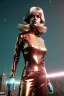 Placeholder: Ultra Realistic retro sci-fi portrait New York image from 1960, many spaceships, sweet young Jane Fonda, tight latex suit, weapon, fighting stance, soft color, highly detailed, unreal engine 5, ray tracing, RTX, lumen lighting, ultra detail, volumetric lighting, 3d, finely drawn, high definition, high resolution.