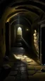 Placeholder: Alex descends into the dark, cavernous depths of the cellar beneath Blackwood Manor, where flickering torches cast eerie shadows across the damp stone walls. As he explores, he uncovers ancient artifacts and relics, each one hinting at a dark and mysterious past.] a small bared window with a bright beam of light through it