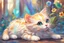 Placeholder: Cute chibi colourful Glass cat in style of Mariya Markina, digital painting; fantasy; very attractive; beautiful; high detail; cinematic postprocessing; acrylic art in sunshine