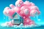 Placeholder: hide a house, a computer, a dancing person wrapped around big bubbles of Cotton Candy, float around