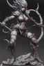 Placeholder: female gray skin, Shadar-Kai wielding a Whip made out of black thorns, clothes with a dark rose theme