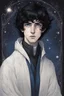 Placeholder: black hair freckles blue eyes young wizard beardsley