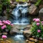 Placeholder: A waterfall with peonies and stones all around not only bright to remove