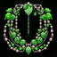 Placeholder: Create an Artwork of a Mirror with ivy branches and pearls necklace, Like a creative Logo for a Varasity Jacket, illustration. Colors should be pink and green