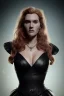 Placeholder: Kate Winslet as evil queen in black leather gown, cleavage, angry, stern look unreal 5, octane render,cinema4d, dynamic lighting, dramatic lighting, 4k, redshift render, highly detailed, hyper realistic