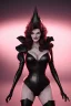 Placeholder: Rene Russo as evil queen in black leather gown, angry, busty, curvey, cleavage, unreal 5, octane render,cinema4d, dynamic lighting, dramatic lighting, 4k, redshift render, highly detailed, hyper realistic