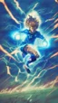 Placeholder: anime soccer player running covered in lightning