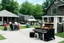 Placeholder: barbecue party in the residential area of a typical American town