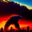 Placeholder: Drawing of 'Red Godzilla',city tokio,destruction,cloudy,ominus, painting by Earl Norem, simon Bisley,frazetta,西嘛哒, evan lee, Vallejo,kelly oil on canvas, cinematic composition, extreme detail,fit full body and head inside picture,8k