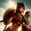 Placeholder: Barbarian anime character carrying a battle axe, animal hide armor, physically fit, tribal tattoos, scars, washboard abs, red facepaint, green hair, dark eyeshadow, intricate eyeliner, soft round eyes, beads in hair, 8k resolution, cinematic smooth, intricate details, vibrant colors, realistic details, masterpiece, oil on canvas, smokey background