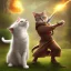 Placeholder: cat ninja fighting dog