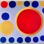 Placeholder: Malevich painting red circles, gold, blue, white