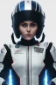 Placeholder: Black racing suit AnnaSophia Robb, portrait, bright white eyes, wearing high tech racing helmet, white smoke, dark, rage, sorrow, high definition, ultra 8 k, volumetric lighting, blue fire, fog