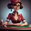 Placeholder: poker player, stylized, pixar, woman