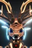 Placeholder: a beautiful full frame wendigo portrait digital painting of futuristic deer robot, wide angle view, close-up, macro lens, centered camera, titanium accents, intricate details, small minutiae, tiny features, particulars, colorful, 8k, least ambient occlusion, volumetric lighting, volumetric clouds