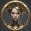 Placeholder: create me a thin round laurel golden portrait rim. not real laurels. but mechanical cyberpunk laurels. without the head.