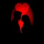 Placeholder: dark silhouette meets counterpart in mirror, red vibes, romantic