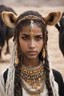 Placeholder: egypt girl with long braids and citrine eyes wearing in cow jewlery