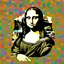 Placeholder: a drawing of a vibrant color Mona Lisa face with a grid pattern on it, computer graphics, analytical art, daz3d, behance hd, sketchfab