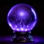 Placeholder: magical crystal ball, purple lighting, black background