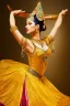 Placeholder: golden artistic statue of a Azeri dancer in folk dance pose in modern art museum dynamic colorful lights