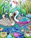 Placeholder: Stylized couple of two swans among lotus flowers (water lilies) and pond plants. Freehand sketch for adult anti stress coloring book cover,, colorful page, cooler background, perfect composition, beautiful detailed intricate insanely detailed octane render trending on artstation, photorealistic, soft natural volumetric cinematic perfect light, chiaroscuro, masterpiece, oil on canvas, raphael, caravaggio, greg rutkowski, beeple, beksinski, giger, black and white still, digital Art, perfect coloer