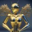 Placeholder: golden robot electric heart with tree wings