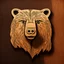 Placeholder: combine textured wood with stylized shape of a bear head, letterpress stamp style, minimalistic, clean